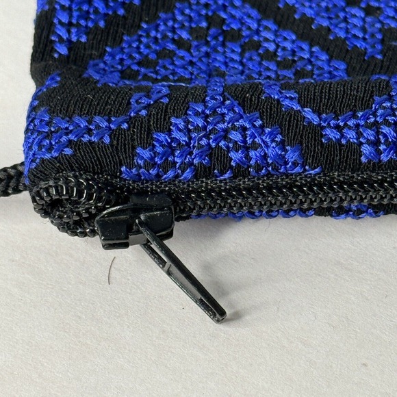 Blue Black Cottagecore Boho Fabric Crossbody Pouch Zipper - Picture 4 of 10